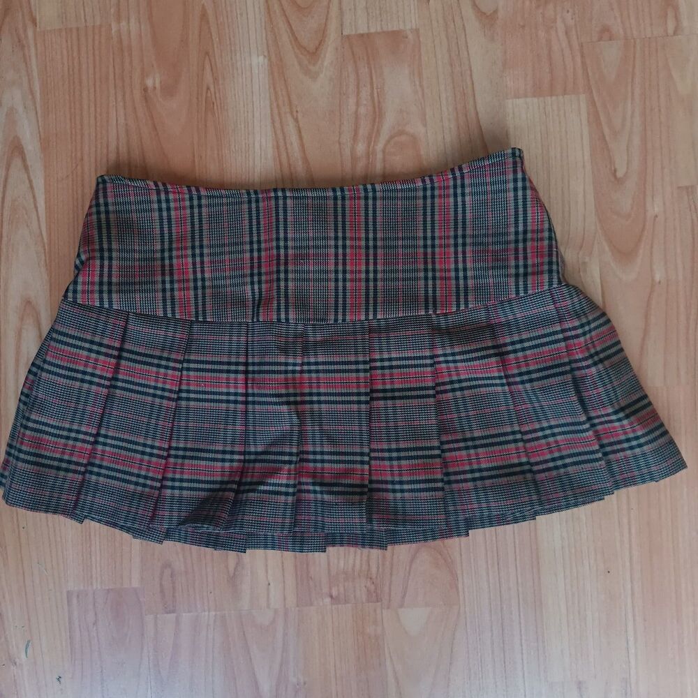 Forever21 Vtg Plaid Micro Mini Pleated Skirt Size S Goth Punk Emo Kawaii Cosplay
